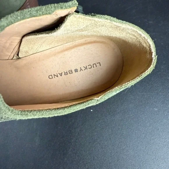 Lucky Brand LK-Zeshia Olive Green Suede Leather Perforated Ankle Booties Women's - Picture 5 of 10